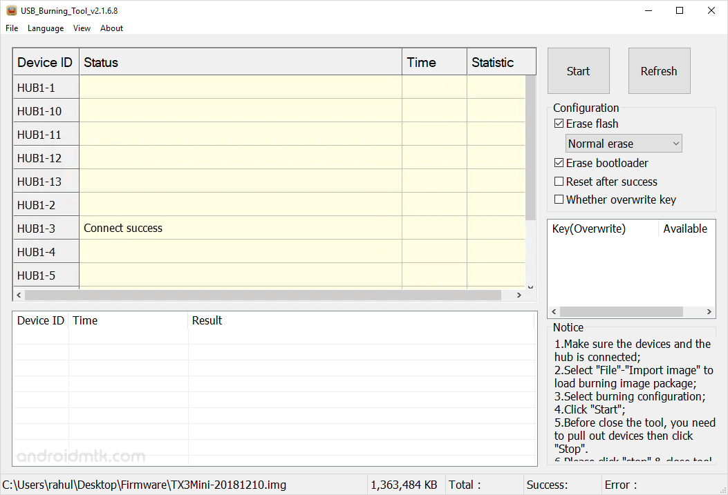 Amlogic USB Burning Tool Connect Success