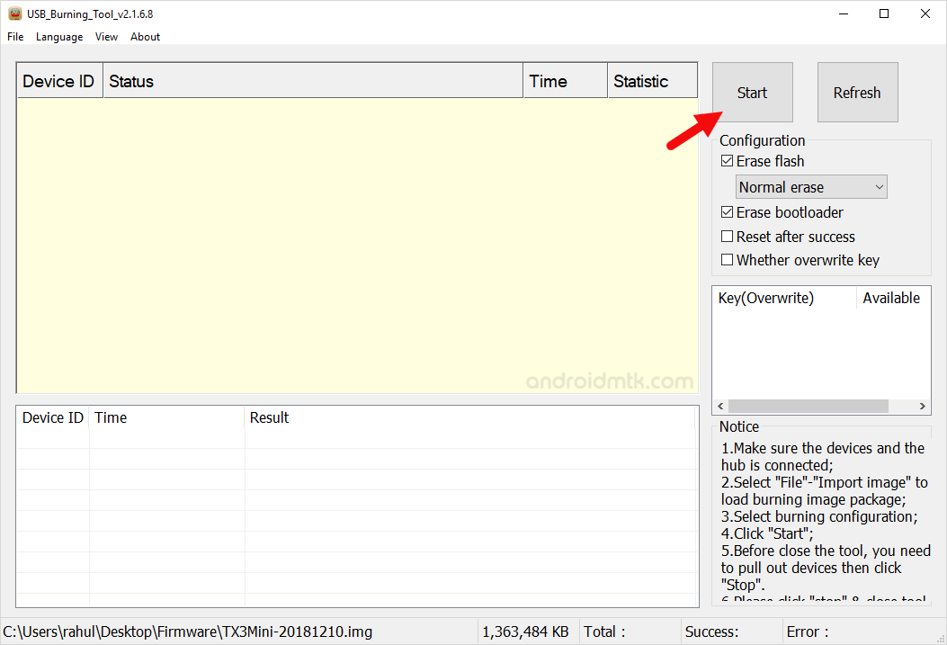 Amlogic USB Burning Tool Start