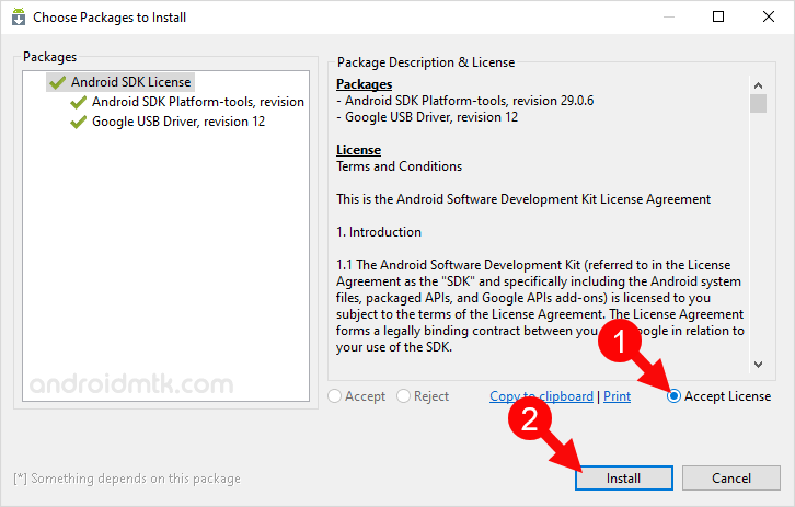 Android SDK Manager Accept