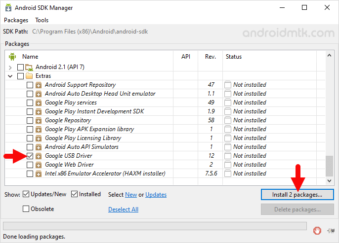 Android SDK Manager Install