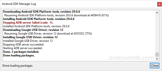 Android SDK Manager Log