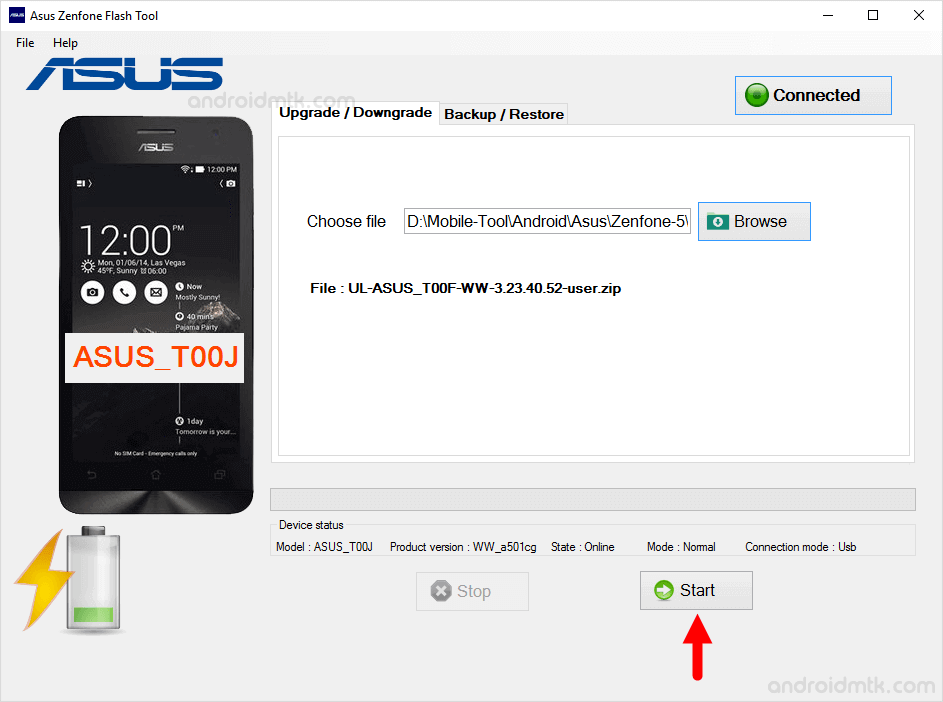 asus zenphone flash tool start