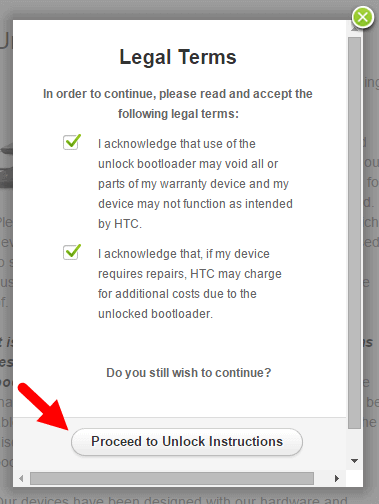 HTC Bootloader Legal Terms