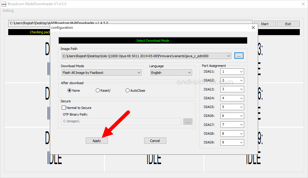 Broadcom Multi Downloader Apply Firmware