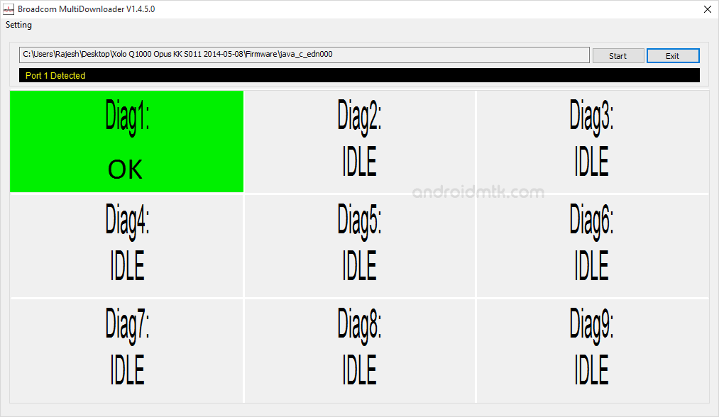 Broadcom MultiDownloader Flash completed