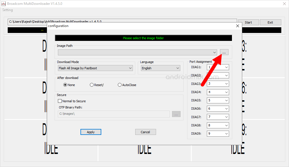 Broadcom MultiDownloader Image Path