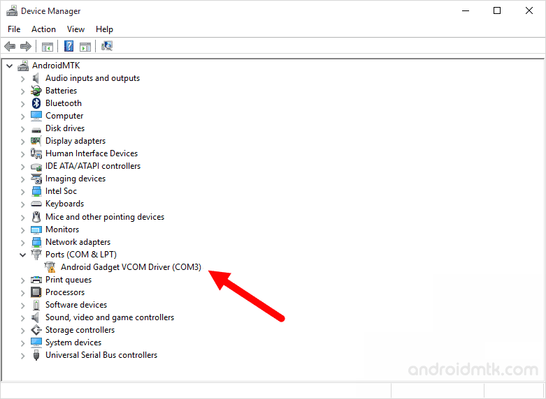 device manager Android CDC driver installed