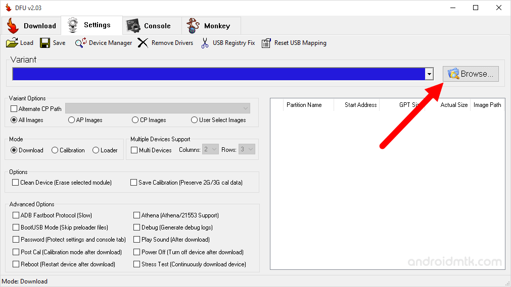 dfu browse firmware folder