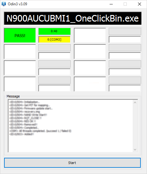 Galaxy Note 3 One Click Odin Flash Completed