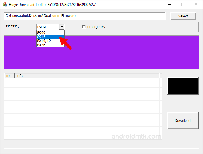 Huiye Download Tool Chipset Type