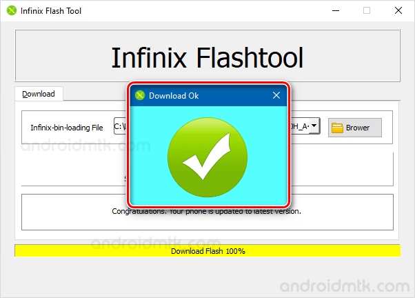 Infinix Flash Tool Success