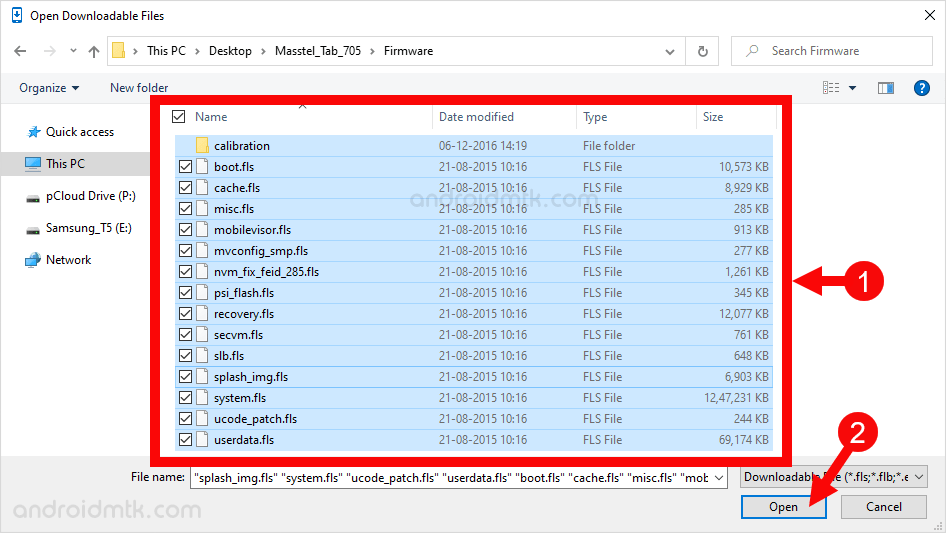 Intel Download Tool GUI Select fls