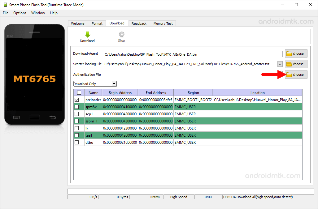 Huawei Honor Play 8A JAT-L29 Auth File Choose