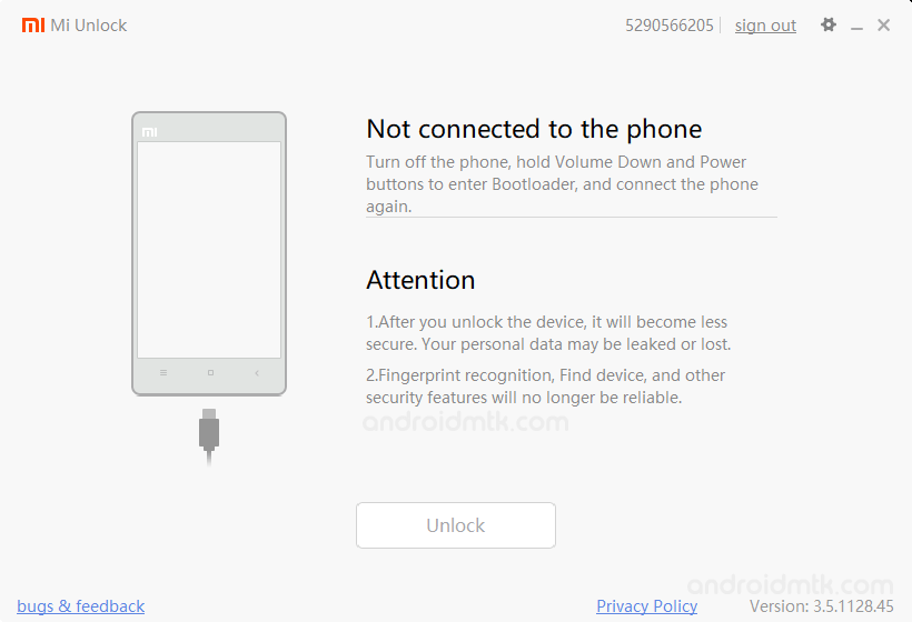 mi unlock tool not connected
