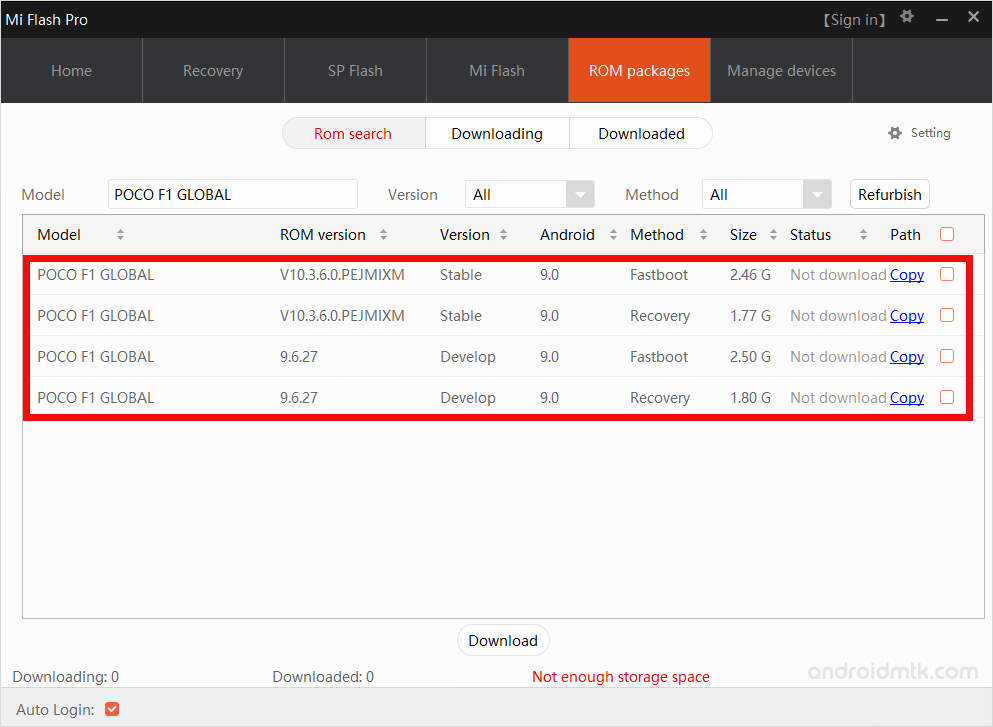 MiFlash Pro Firmware List