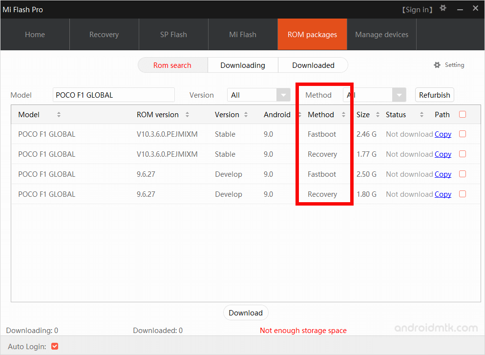 MiFlash Pro Firmware Type