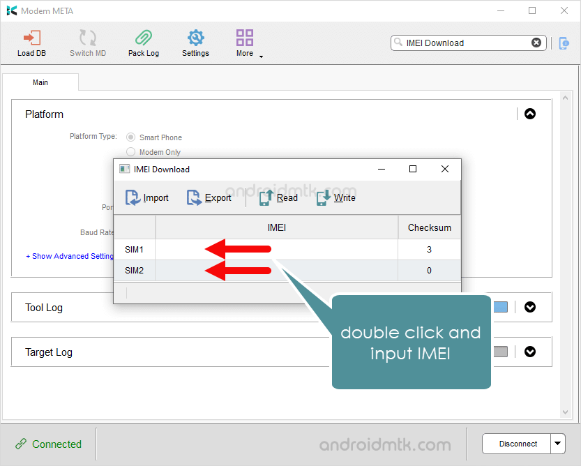 ModemMeta IMEI Download Input