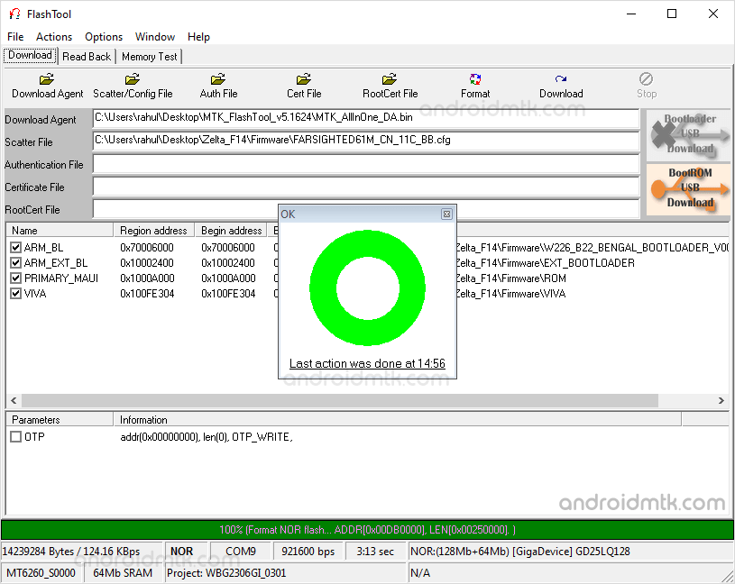 MTK Flash Tool Flash Done