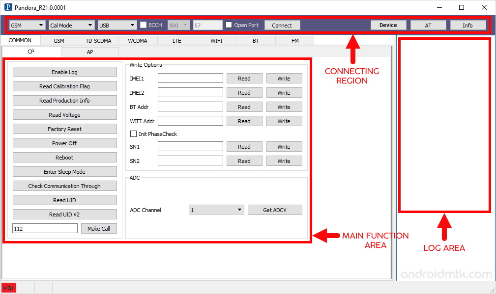 pandora tool area