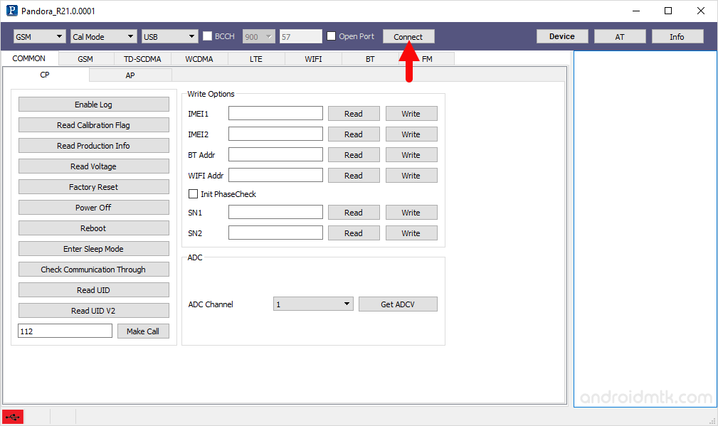 pandora tool connect