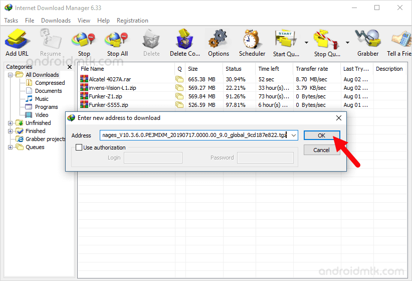 Paste Firmware Link in IDM