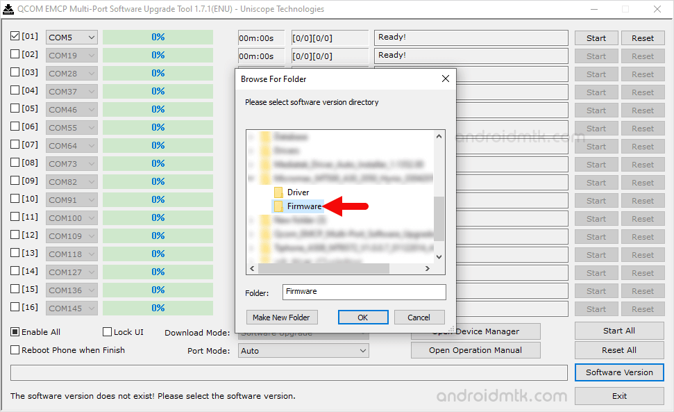 Qcom EMCP Multi-Port Choose Folder