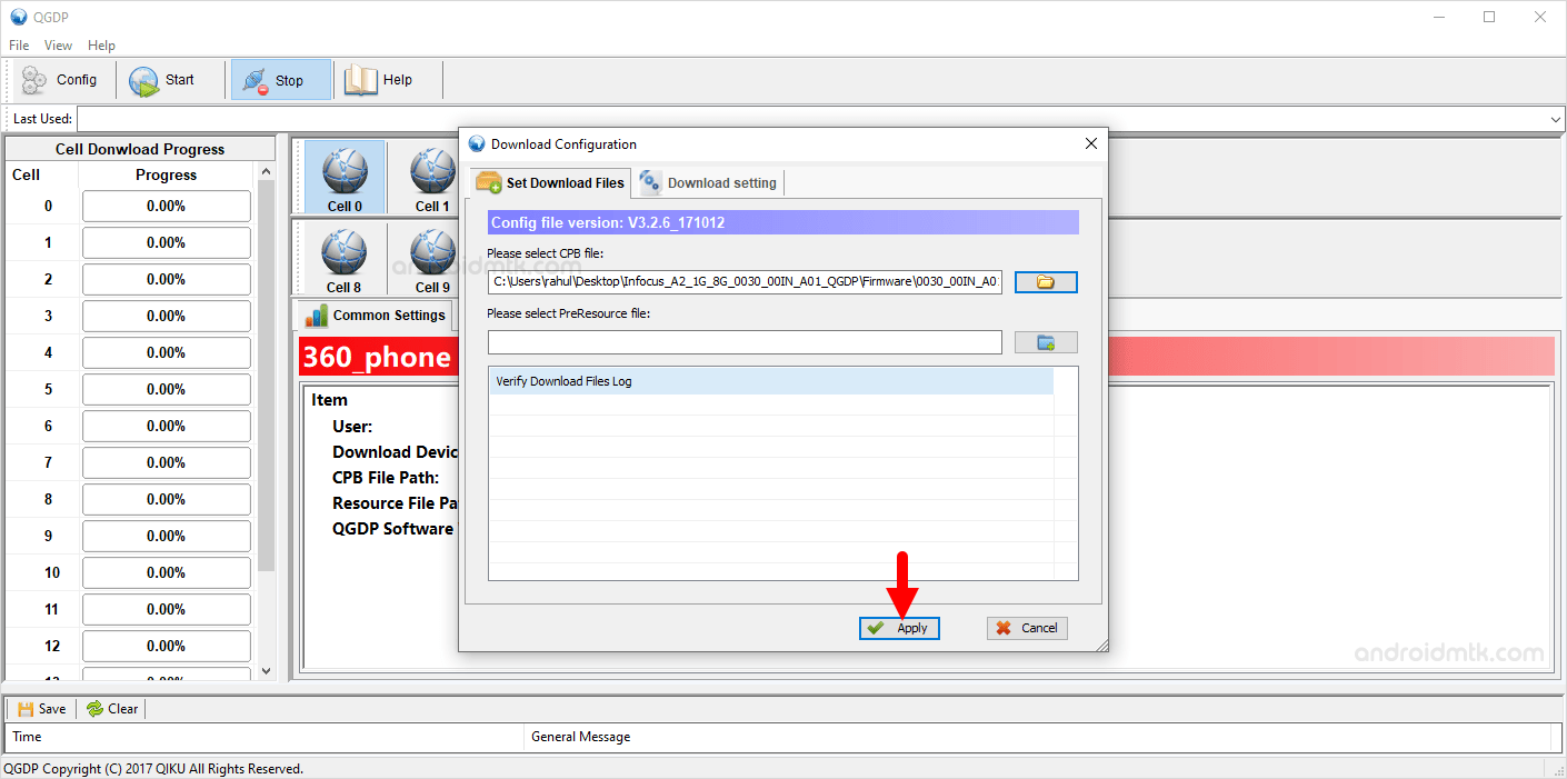 QGDP Tool Firmware Apply