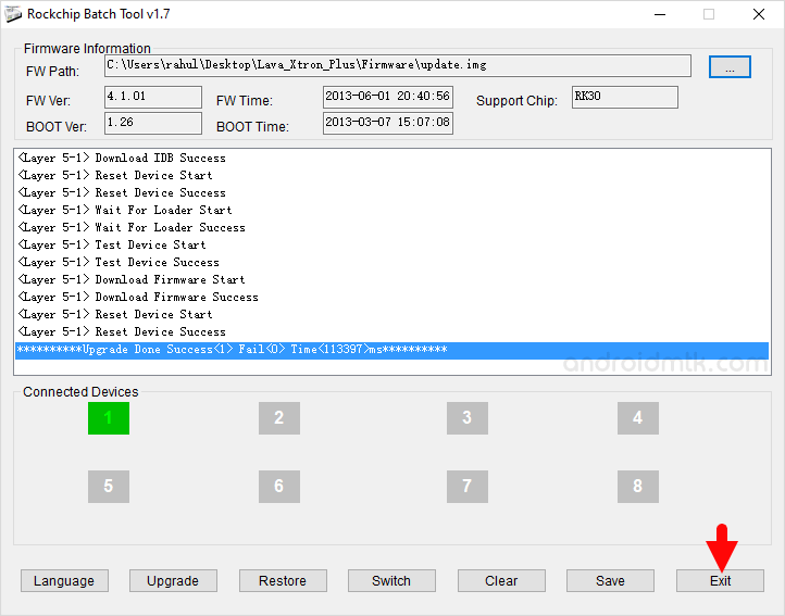 RockChip Batch Tool Exit