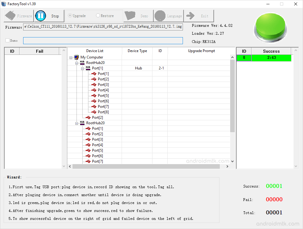 rockchip factorytool success