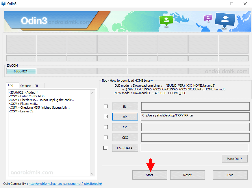 Samsung FRP Odin Start