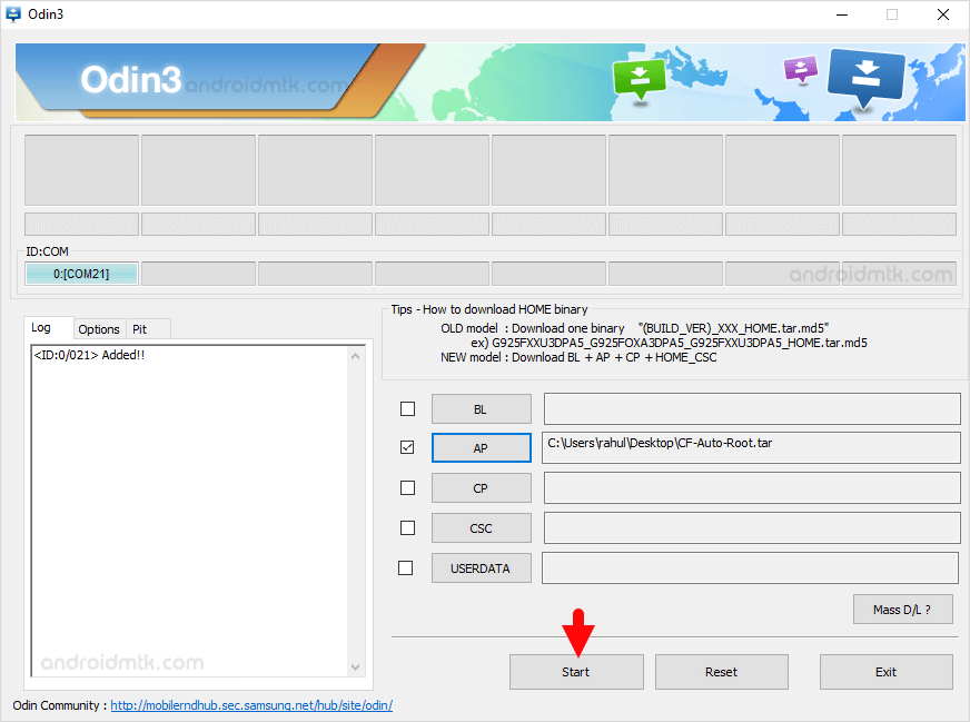 Start Odin3.07 Flash Samsung Galaxy