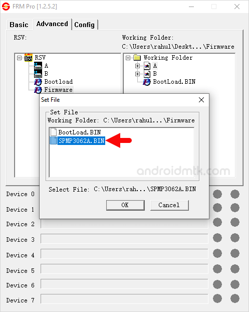 Select Firmware Bin