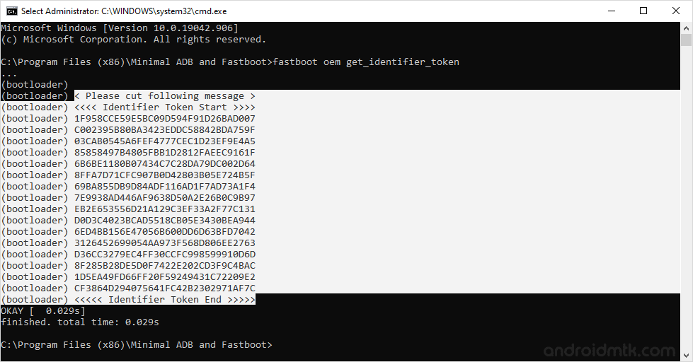 Select identifier token HTC Device