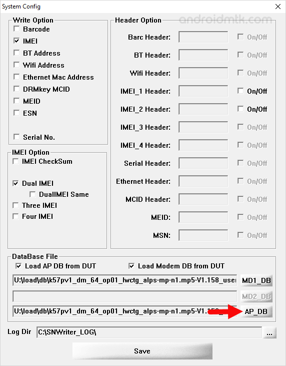 SN Write Tool AP Database