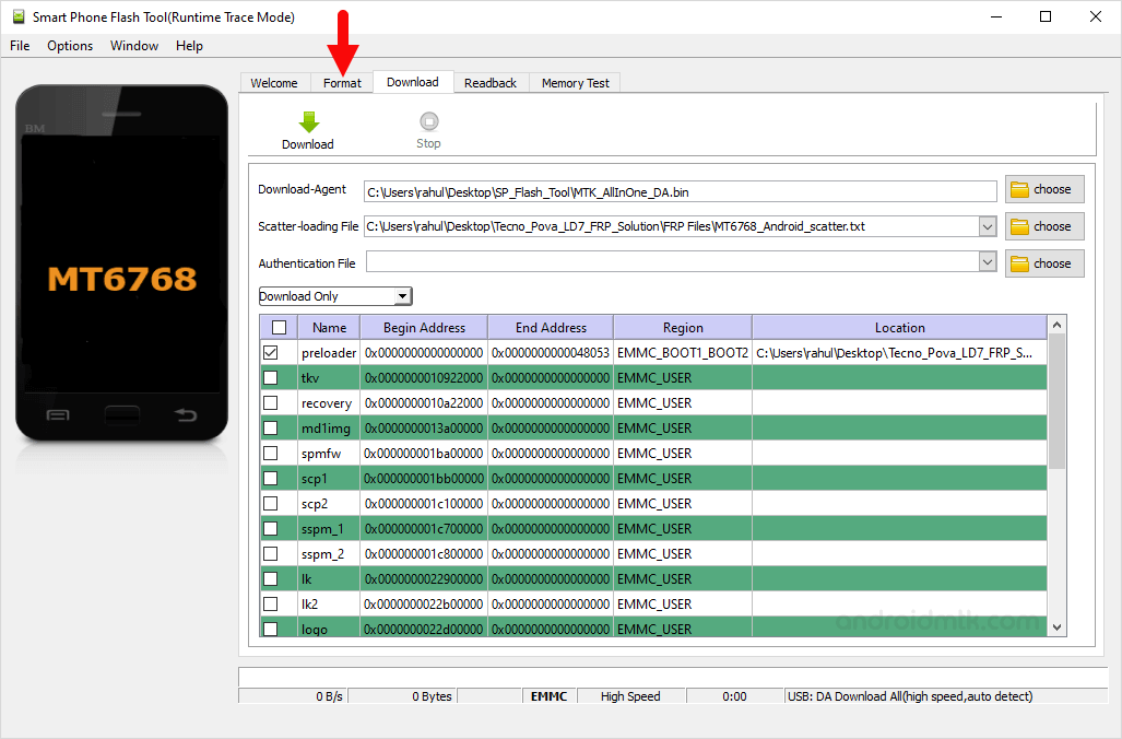 Tecno Pova LD7 Format Tab