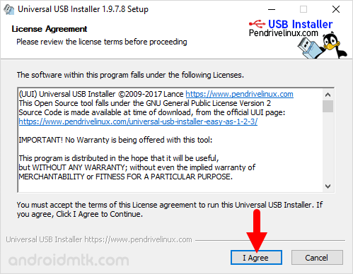 Universal USB Installer Agree