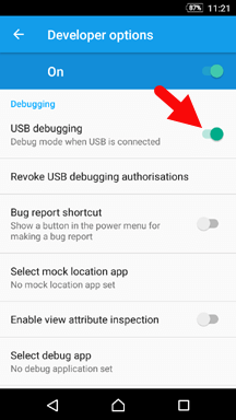 usb debugging on sony xperia